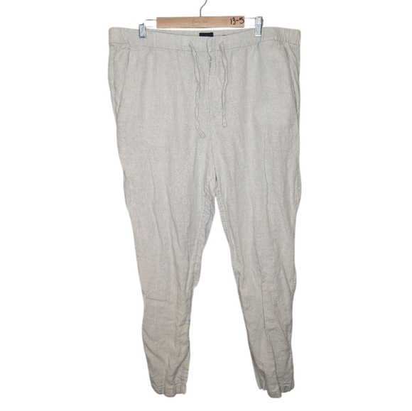 H&M Cream Relaxed Fit Women's XL 100% Linen Straight Leg Pant - Picture 1 of 14